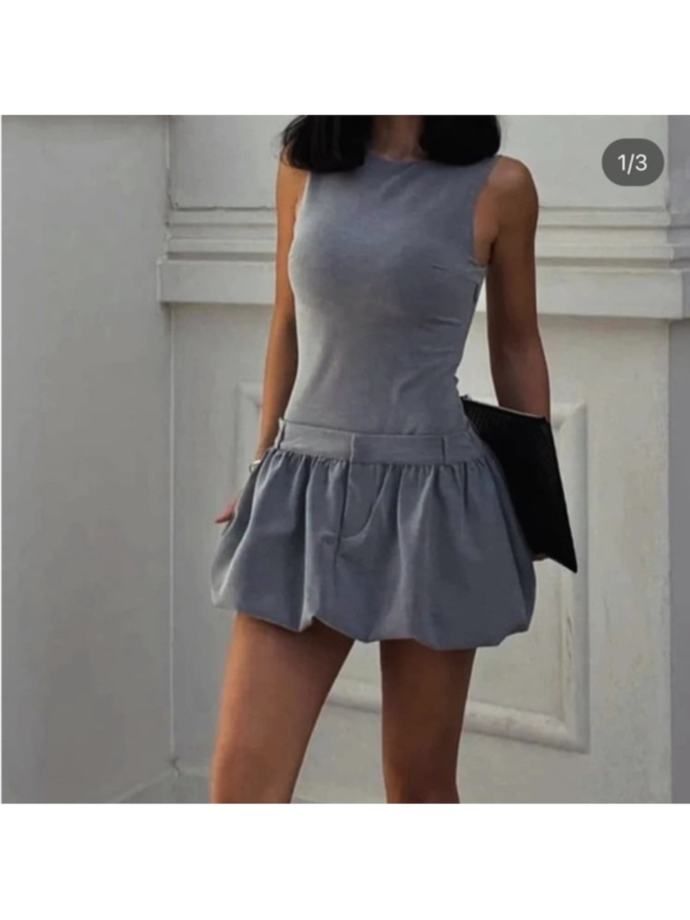 Zara NWT Sleeveless Gray Mini Dress with Pleated Skirt SO CUTE!!😍